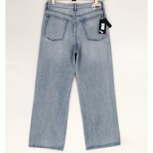 Rag & Bone Women Light Blue Misty With Jewel Logan Casual Wide Leg Jeans Size 31 - Picture 9 of 10